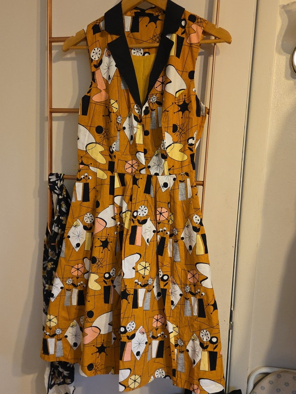 RARE Modcloth X Dupenny Retro Midcentury Modern Print Shirt Dress